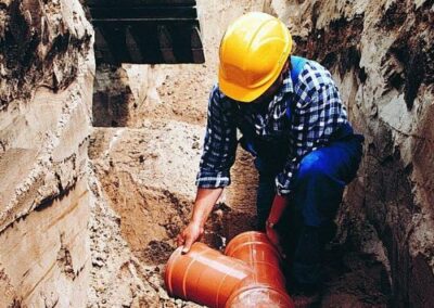 Laying sewer and water pipes